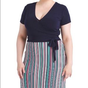 Leota surplice top stretch stripe maxi dress. VGUC